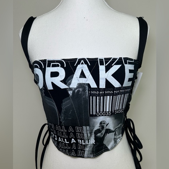 IAMKOKO.LA Tops - Drake It’s All A Blur Tour Corset Top IAMKOKO.LA Y2K Lace Up Halter Graphic‎ Y2K